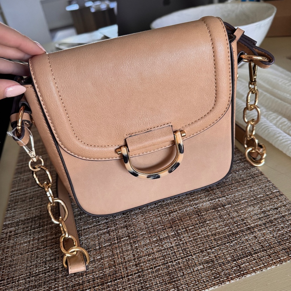 Tan purse with gold hardware, never used